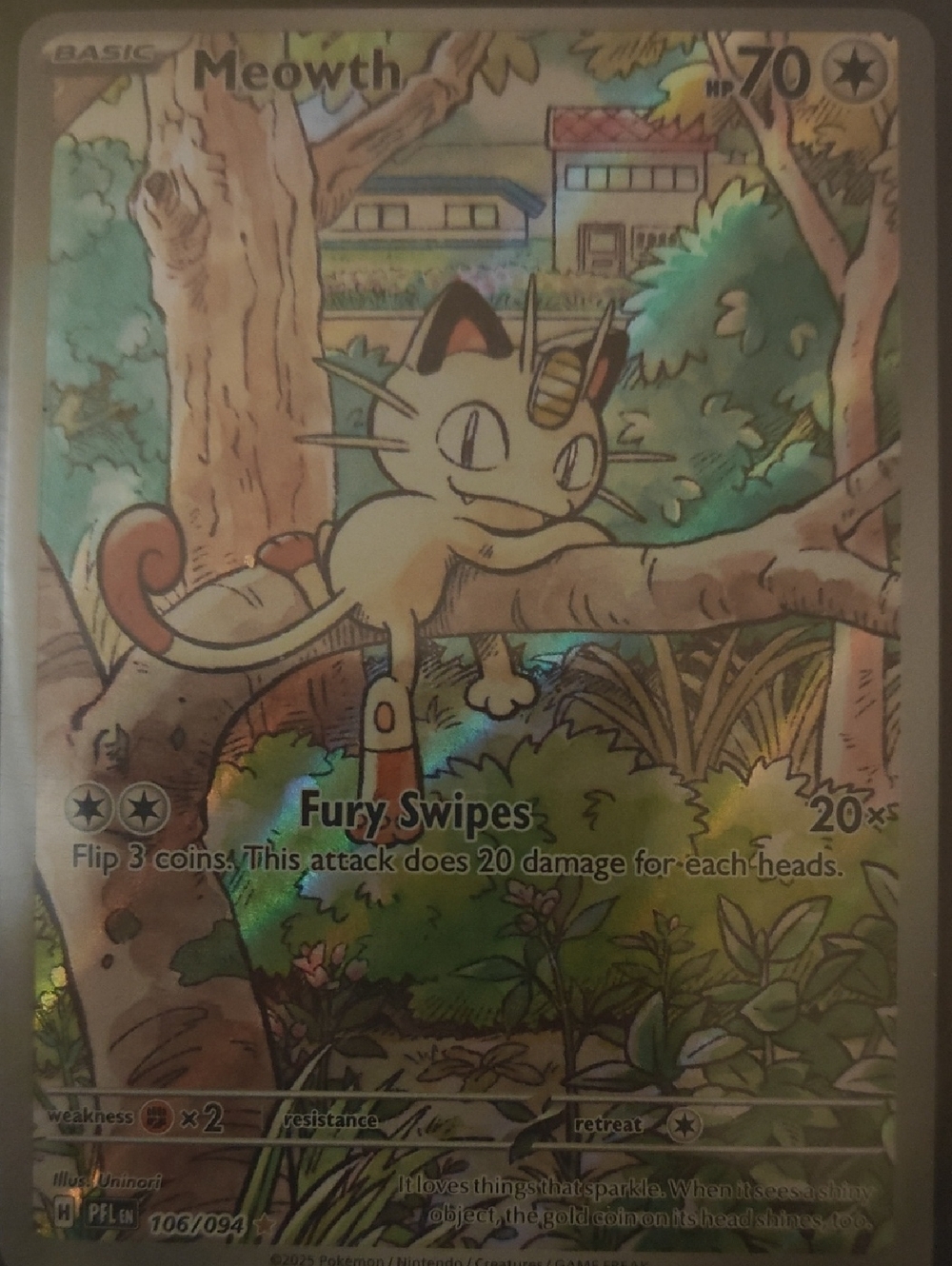 Meowth Collectible Card - Cream/White Holographic
